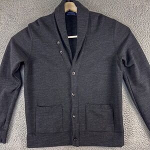 Polo‎ Ralph Lauren Cardigan Sweater Mens Medium Gray Shawl Collar Button Pocket